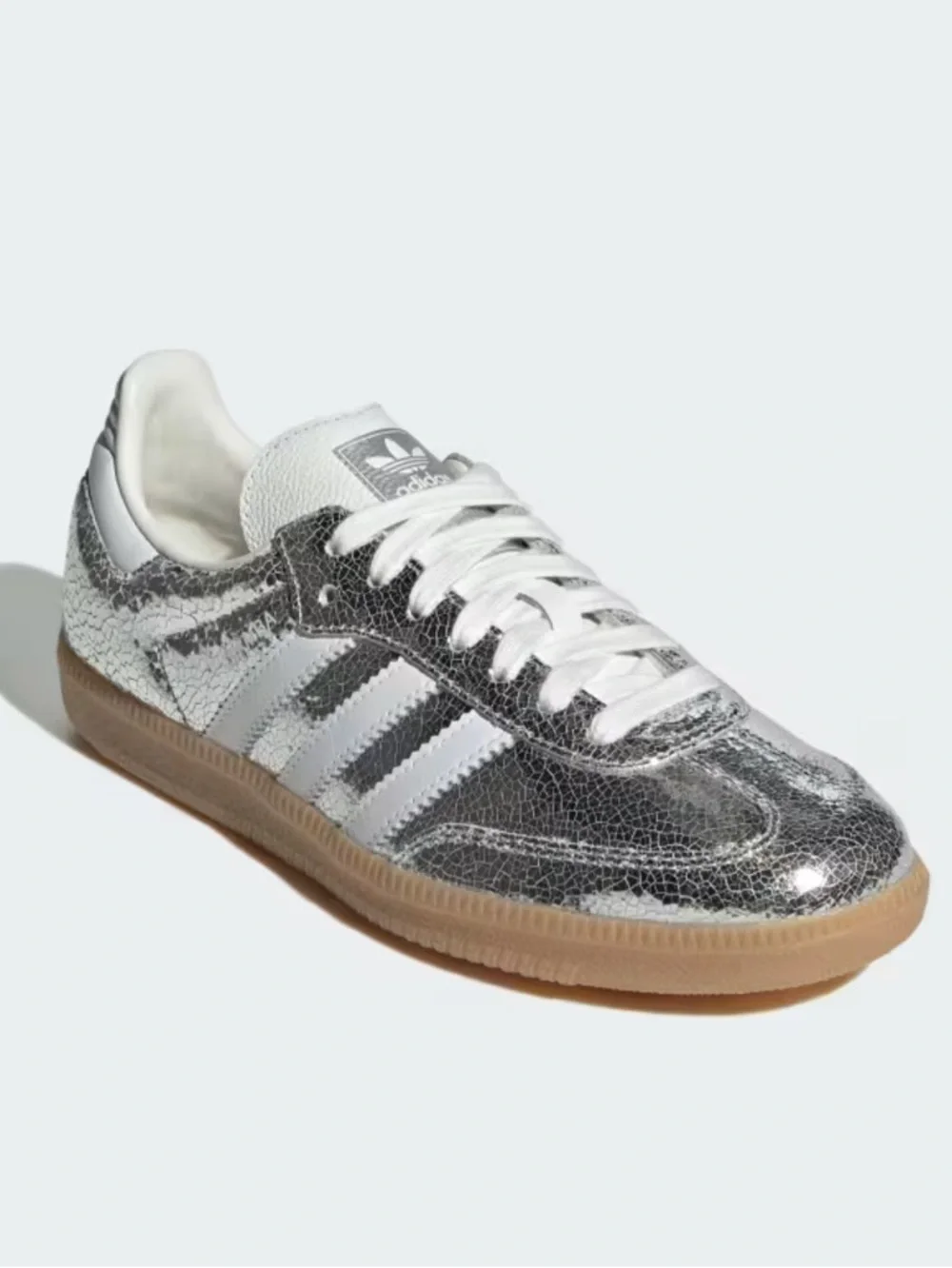 adidas Samba OG Sneakers Silver with White Stripes Size 5 NWTS - Picture 2 of 11